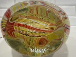 Murano-Style Hand-Blown Art Glass Teardrop Sculpture -Multicolor Latticino Swirl