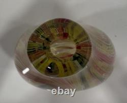 Murano-Style Hand-Blown Art Glass Teardrop Sculpture -Multicolor Latticino Swirl