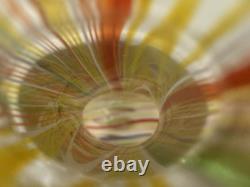 Murano-Style Hand-Blown Art Glass Teardrop Sculpture -Multicolor Latticino Swirl