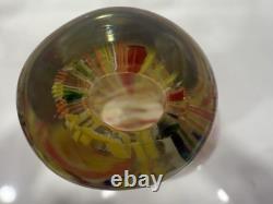 Murano-Style Hand-Blown Art Glass Teardrop Sculpture -Multicolor Latticino Swirl