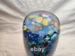Murano Style Hand Blown Art Glass Vase Millefiori Aventurine 12 Tall Italy Look