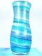 Murano Style Hand Blown Blue Sea Wave Swirl Art Glass Vase 14.5