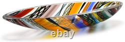 Murano Style Hand Blown Decorative Bowl Boho Art Glass Centerpiece