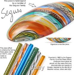 Murano Style Hand Blown Decorative Bowl Boho Art Glass Centerpiece