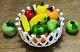 Murano Style Hand Blown Glass Fruit Basket 16 pieces of Fruit & Veg with Basket