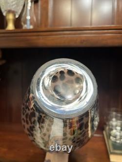 Murano Style Hand Blown Glass Spatter Speckle Art Glass Vase 16 Tall