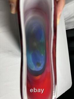 Murano Style Hand Blown Glass Vase Color Swirl Large Home Decor Accent 16