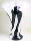 Murano Style Hand Blown Gold Glitter Black Brushstroke Ruffle Art Glass Vase 13