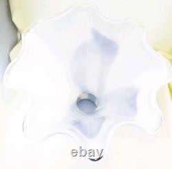 Murano Style Hand Blown Gold Glitter Black Brushstroke Ruffle Art Glass Vase 13