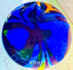Murano Style Hand Blown Rainbow Art Glass Vase Swirled Ribbon Heavy 6 lb 10