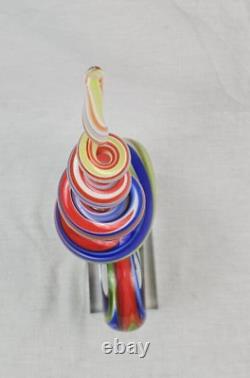 Murano Style Hand Blown Rainbow Glass Swirl Spire Art Decor 23.5 Tall 7.5 Wide