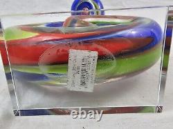 Murano Style Hand Blown Rainbow Glass Swirl Spire Art Decor 23.5 Tall 7.5 Wide