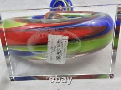 Murano Style Hand Blown Rainbow Glass Swirl Spire Art Decor 23.5 Tall 7.5 Wide