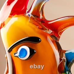 Murano-Style Hand Bolow Art Glass Face Sculptuer 17.31 Tall Mouth-Blown Craft
