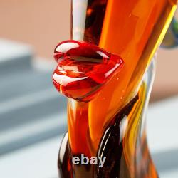 Murano-Style Hand Bolow Art Glass Face Sculptuer 17.31 Tall Mouth-Blown Craft