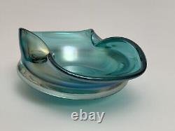 Murano Style Iridescence (Hand-Blown) Glass Ashtray 9x 6 Multicolor