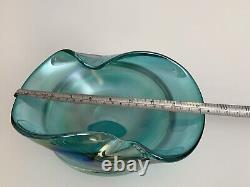 Murano Style Iridescence (Hand-Blown) Glass Ashtray 9x 6 Multicolor