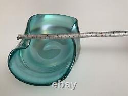 Murano Style Iridescence (Hand-Blown) Glass Ashtray 9x 6 Multicolor