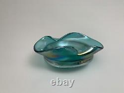 Murano Style Iridescence (Hand-Blown) Glass Ashtray 9x 6 Multicolor