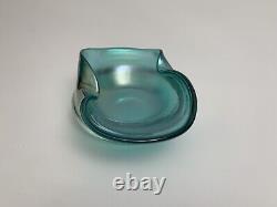 Murano Style Iridescence (Hand-Blown) Glass Ashtray 9x 6 Multicolor