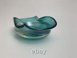 Murano Style Iridescence (Hand-Blown) Glass Ashtray 9x 6 Multicolor