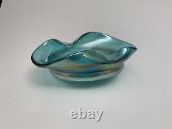 Murano Style Iridescence (Hand-Blown) Glass Ashtray 9x 6 Multicolor