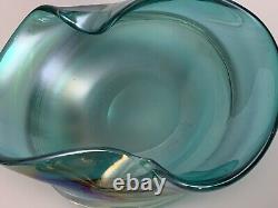 Murano Style Iridescence (Hand-Blown) Glass Ashtray 9x 6 Multicolor