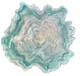 Murano Style Italy Art Glass Aqua White Hand Blown, Free Form Oyster Plate/Bowl