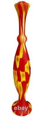 Murano Style Patchwork Art Glass Vase Hand Blown Lamp Base 24.75 Magnificent