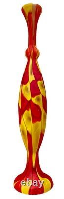 Murano Style Patchwork Art Glass Vase Hand Blown Lamp Base 24.75 Magnificent