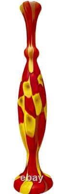 Murano Style Patchwork Art Glass Vase Hand Blown Lamp Base 24.75 Magnificent