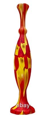 Murano Style Patchwork Art Glass Vase Hand Blown Lamp Base 24.75 Magnificent