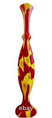 Murano Style Patchwork Art Glass Vase Hand Blown Lamp Base 24.75 Magnificent