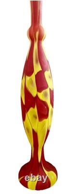 Murano Style Patchwork Art Glass Vase Hand Blown Lamp Base 24.75 Magnificent