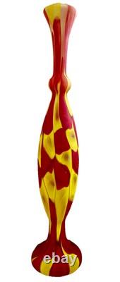 Murano Style Patchwork Art Glass Vase Hand Blown Lamp Base 24.75 Magnificent