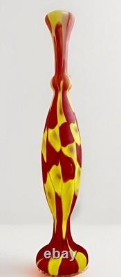 Murano Style Patchwork Art Glass Vase Hand Blown Lamp Base 24.75 Magnificent