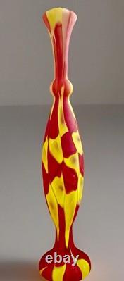 Murano Style Patchwork Art Glass Vase Hand Blown Lamp Base 24.75 Magnificent