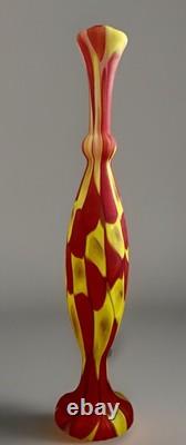 Murano Style Patchwork Art Glass Vase Hand Blown Lamp Base 24.75 Magnificent