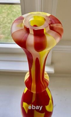 Murano Style Patchwork Art Glass Vase Hand Blown Lamp Base 24.75 Magnificent