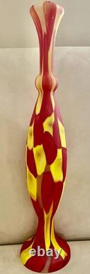 Murano Style Patchwork Art Glass Vase Hand Blown Lamp Base 24.75 Magnificent