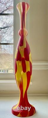Murano Style Patchwork Art Glass Vase Hand Blown Lamp Base 24.75 Magnificent