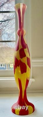 Murano Style Patchwork Art Glass Vase Hand Blown Lamp Base 24.75 Magnificent
