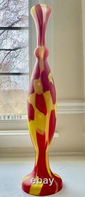Murano Style Patchwork Art Glass Vase Hand Blown Lamp Base 24.75 Magnificent