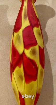 Murano Style Patchwork Art Glass Vase Hand Blown Lamp Base 24.75 Magnificent