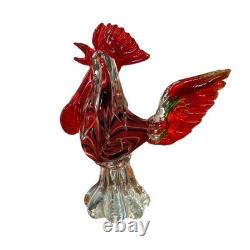 Murano Style Rooster Hand Blown Art Glass