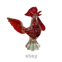 Murano Style Rooster Hand Blown Art Glass