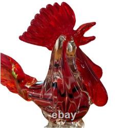 Murano Style Rooster Hand Blown Art Glass