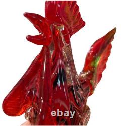 Murano Style Rooster Hand Blown Art Glass