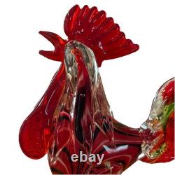 Murano Style Rooster Hand Blown Art Glass