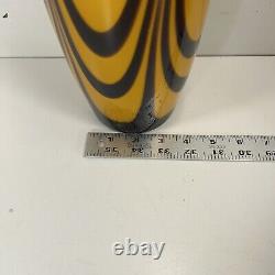 Murano Style Vase Large 24 Inch Tiger Stripe Yellow Brown Tall Hand Blown MCM